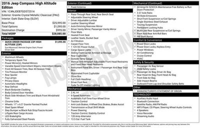 2016 Jeep Compass High Altitude Edition