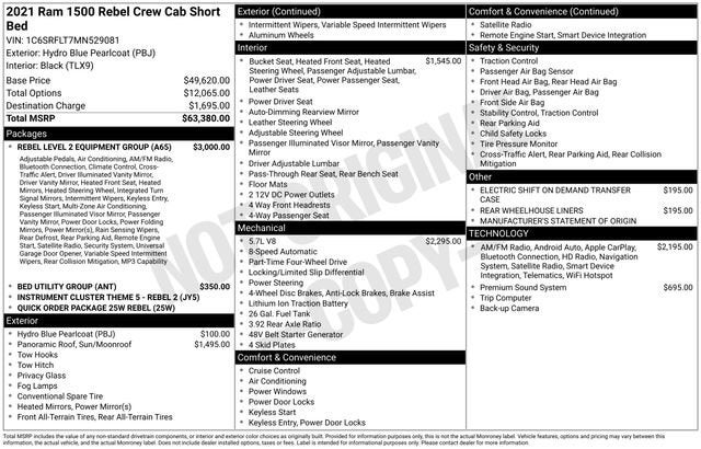 2021 RAM 1500 Rebel Crew Cab 4x4 5'7" Box