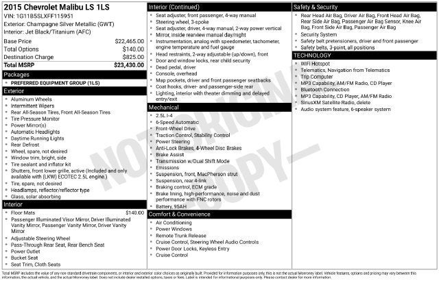 2015 Chevrolet Malibu LS