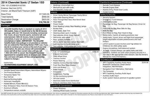 2014 Chevrolet Sonic LT