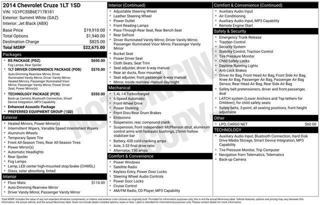 2014 Chevrolet Cruze 1LT