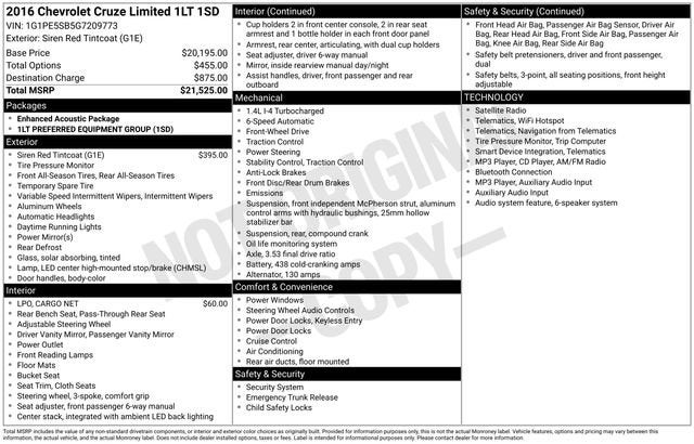 2016 Chevrolet Cruze Limited LT