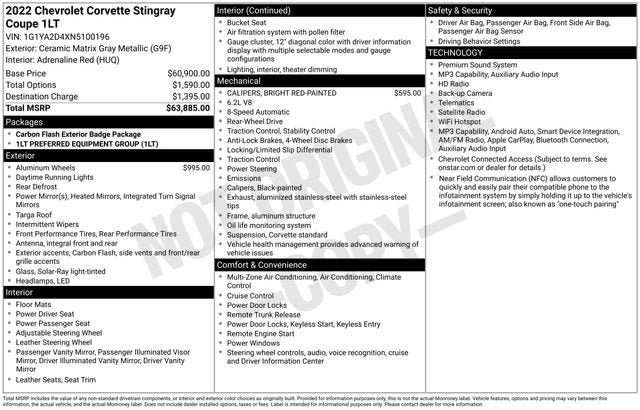 2022 Chevrolet Corvette Stingray 1LT