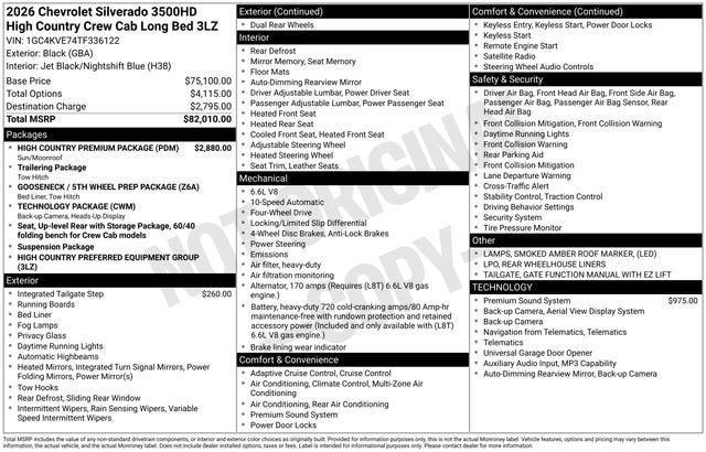 2026 Chevrolet Silverado 3500 HD High Country DRW