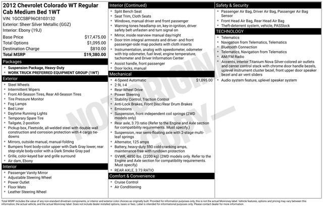 2012 Chevrolet Colorado Work Truck