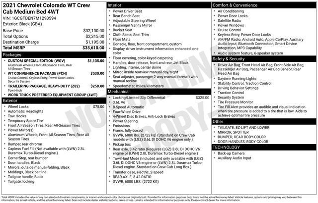 2021 Chevrolet Colorado 4WD Work Truck
