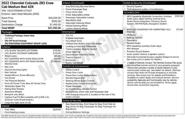2022 Chevrolet Colorado 4WD ZR2