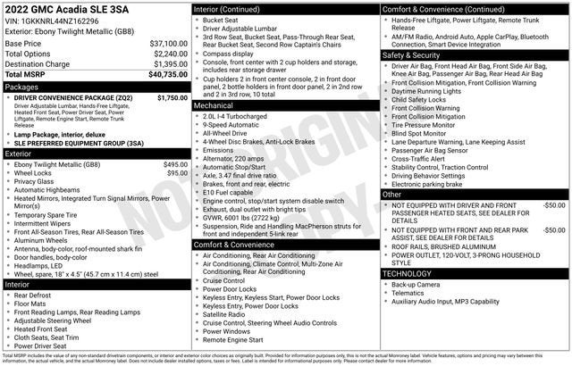 2022 GMC Acadia SLE