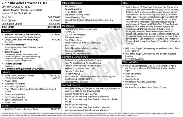 2027 Chevrolet Traverse LT