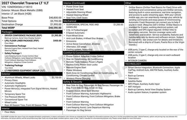 2027 Chevrolet Traverse LT