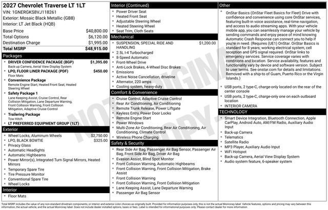 2027 Chevrolet Traverse LT