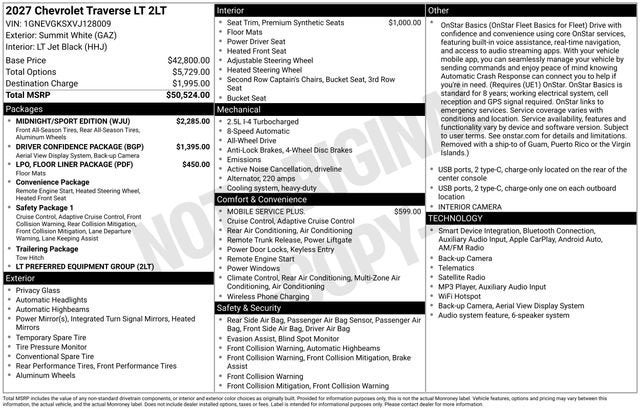 2027 Chevrolet Traverse LT