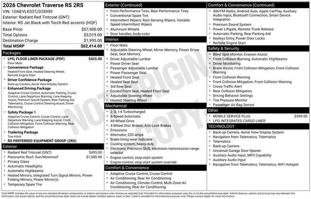 2026 Chevrolet Traverse RS