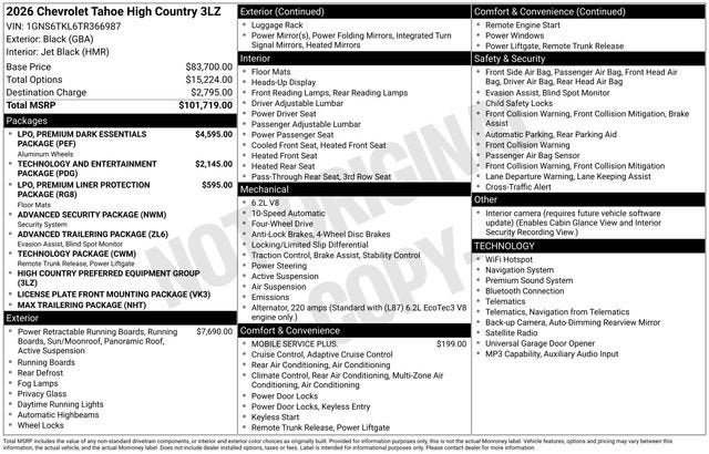 2026 Chevrolet Tahoe High Country