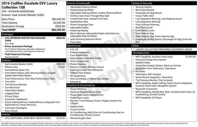 2016 Cadillac Escalade ESV Luxury Collection
