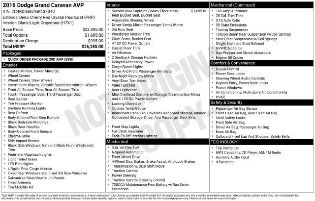 2016 Dodge Grand Caravan American Value Pkg
