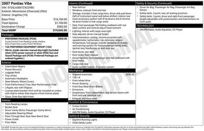 2007 Pontiac Vibe 4DR HB FWD W/1SB